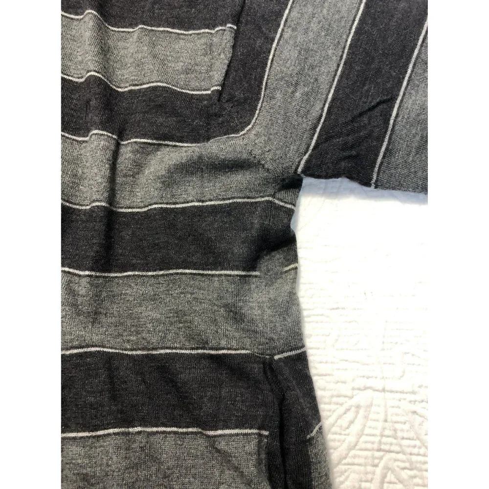 Pedro Del Hierro Striped Full-Zip Merino Wool Sweater Jacket L